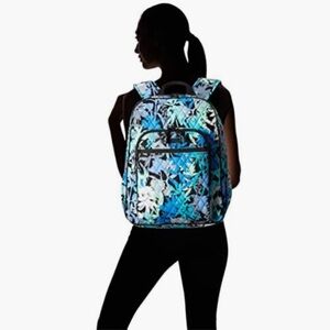 Vera Bradley Blue and Black Leafy Backpack